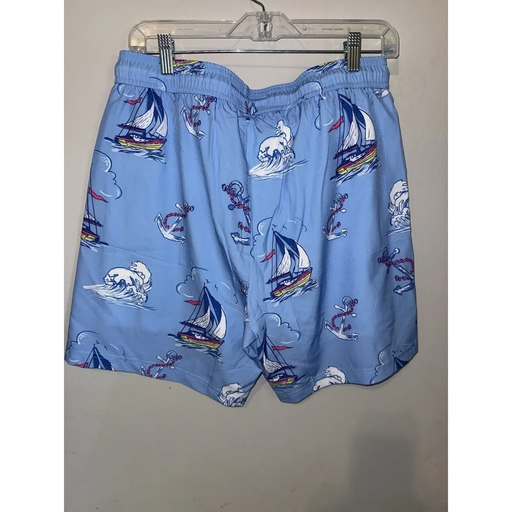 Maagic Men's 7-inch‎ Sailboat Anchor Print Swim Trunks with Mesh Lining Size XL